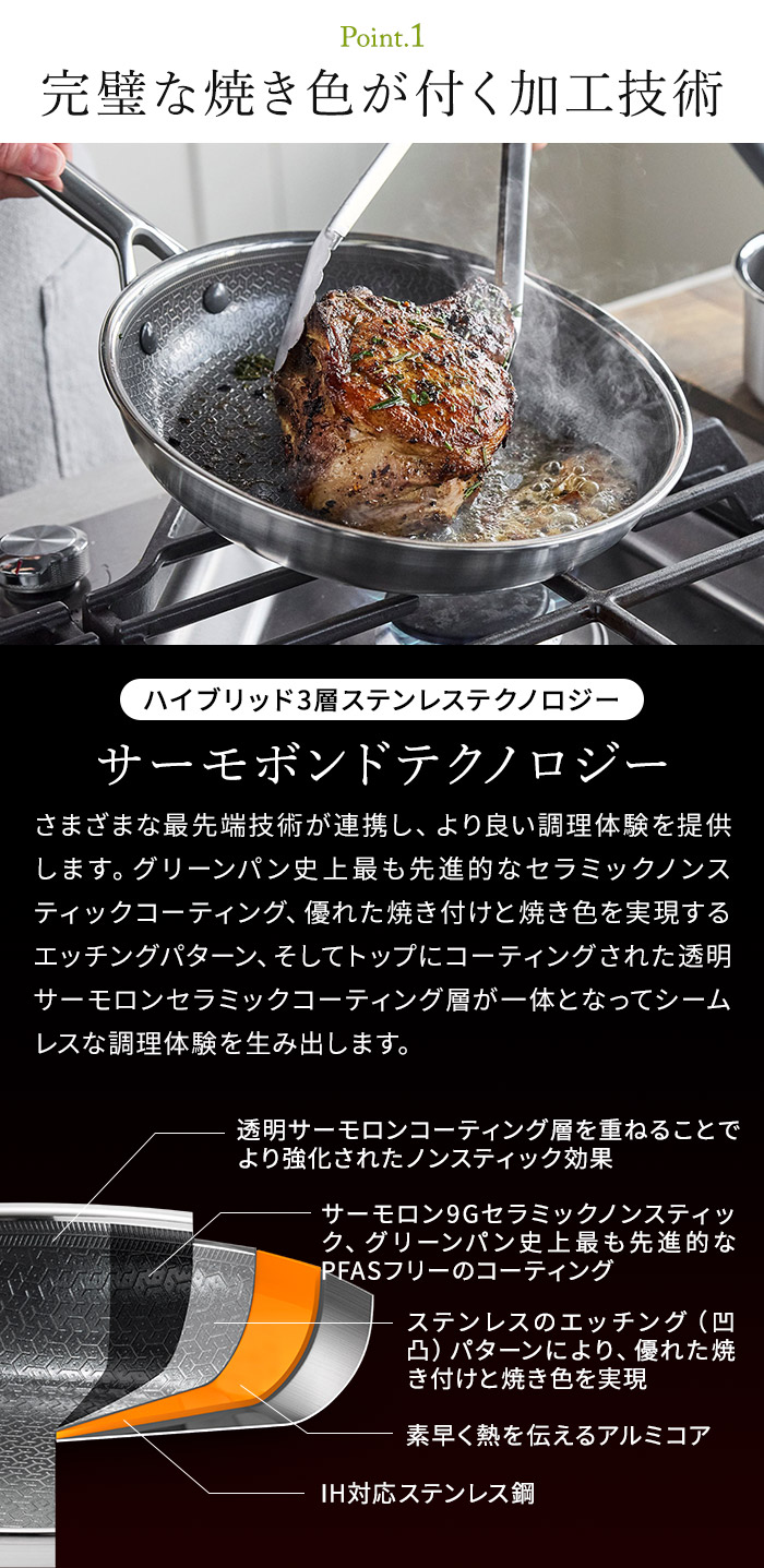 グリーンパン APEX エーペックス フライパン 20cm 24cm 26cm 28cm ウォックパン28cm IH 食洗機対応 オーブン ステンレス 関連画像5