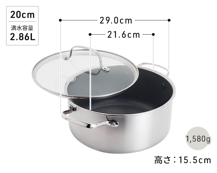 グリーンパン APEX エーペックス キャセロール 20cm ガラス蓋付き 両手鍋 カレー鍋 ミルクパン IH 食洗機対応 オーブンの画像