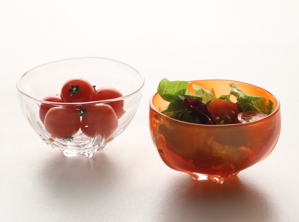 古い食器 ガラスボウル サラダボウル 中鉢 5点セット トマト カラー ガラス食器 トマトボウル おしゃれなガラス製 サラダボウル 楽しい