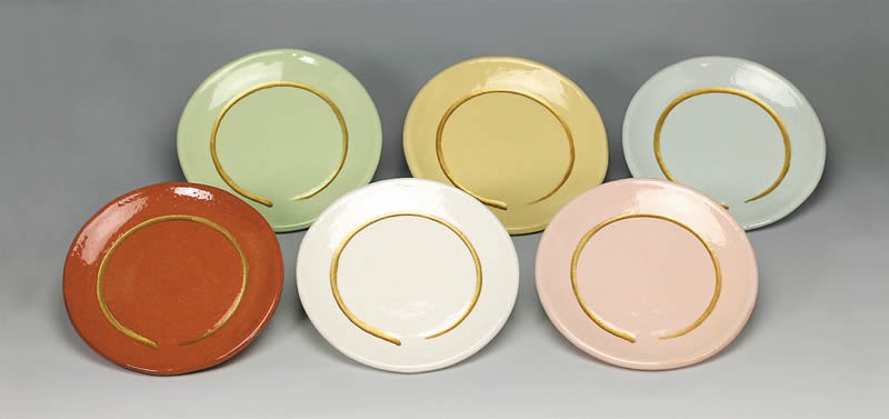 吉村楽入 2024年新春作品 楽焼 円相 銘々皿 六色揃 楽入窯製 : 心斎橋
