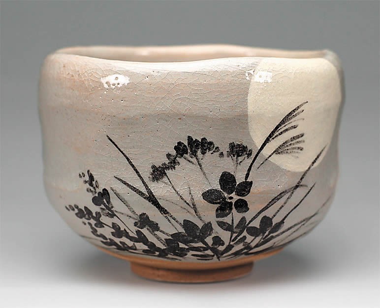 吉村楽入 節分絵 楽焼 茶碗 共箱付き 美品 昭和レトロ 1998年代 余韻】 茶道具 赤楽茶碗 京都楽入窯 吉村楽入造☆栞 共布 共箱