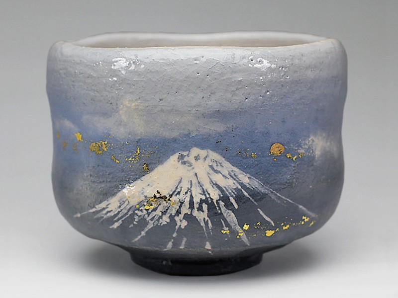 【茶碗　日の出富士】吉村楽入　共箱 茶碗 日の出富士】吉村楽入 共箱 茶碗 日の出富士】吉村楽入 共箱