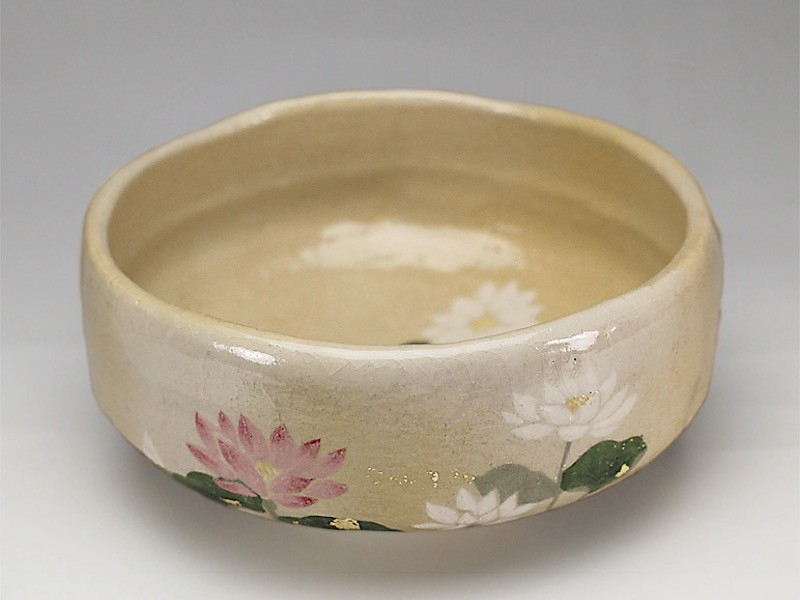 祇園祭紋様 馬盥茶碗 吉村楽入 茶道具 吉村楽入 2019年初春作品 蓮の絵 馬盥茶碗 : 心斎橋花房ヤフー店