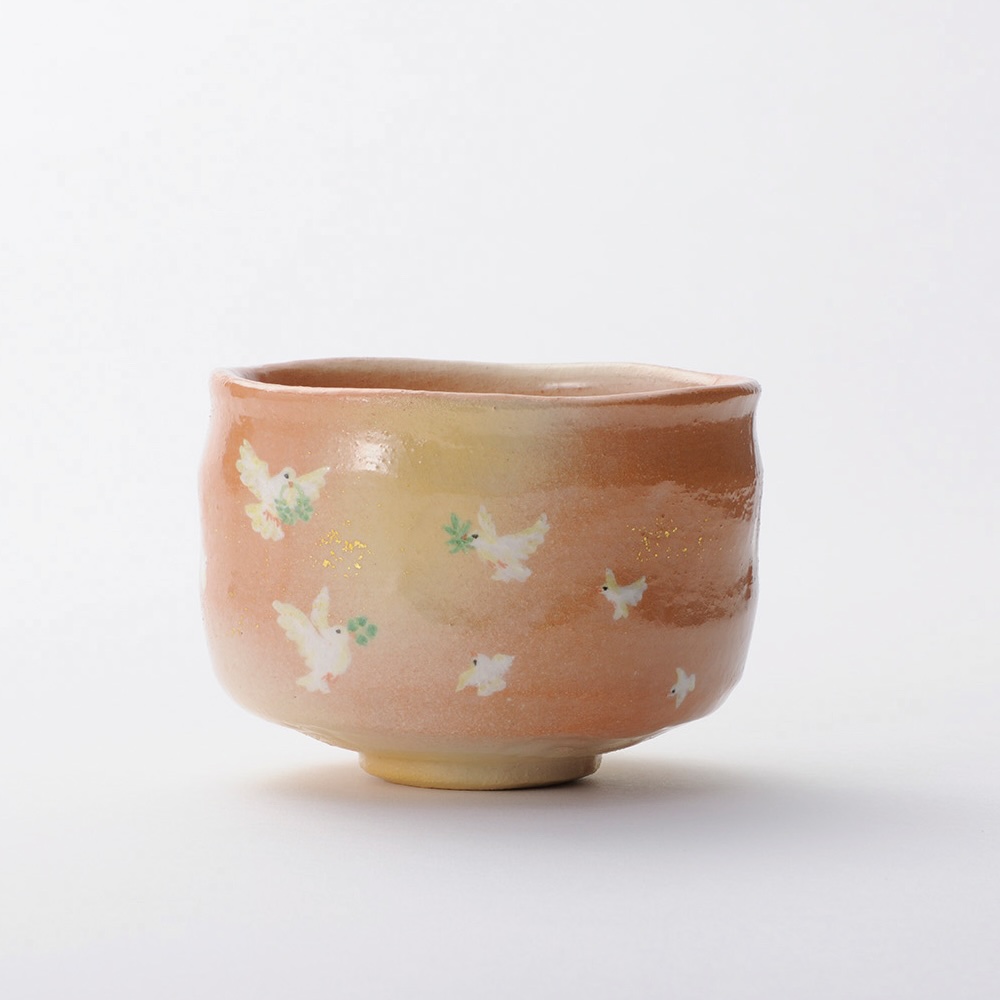吉村楽入 2024年新春作品 平和 鳩の絵 茶碗