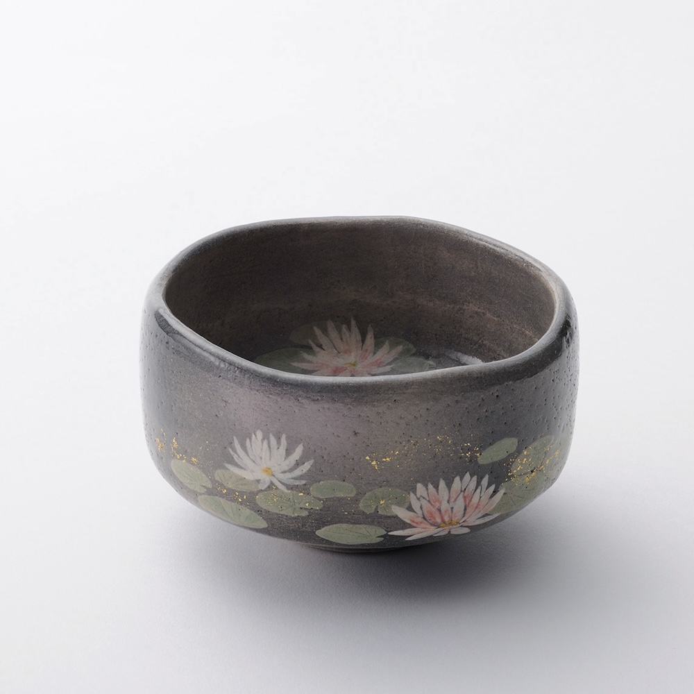 吉村楽入 2024年新春作品 馬盥形 蓮の絵 季節茶碗 楽入印 : 心斎橋花房