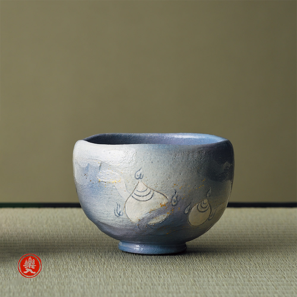 茶道茶碗　干支兎　赤茶碗　桂窯作　【新品未使用品】 楽入窯 2025年新春作品 [干支茶碗] 宝珠巳の絵 : 心斎橋花房ヤフー店