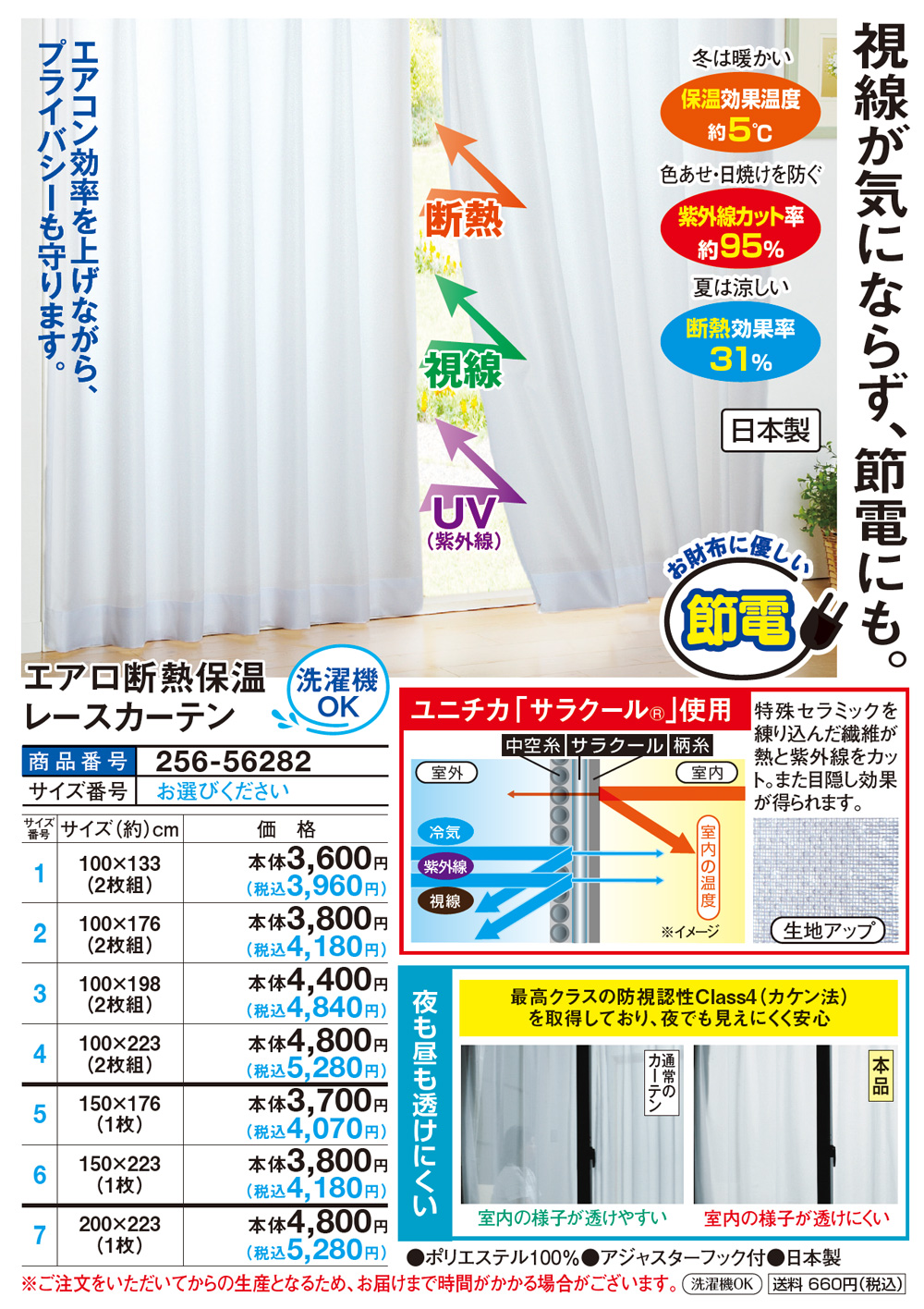 エアロ断熱保温レースカーテン 100×176cm（2枚組） 150×223cm（1枚） |  | 01