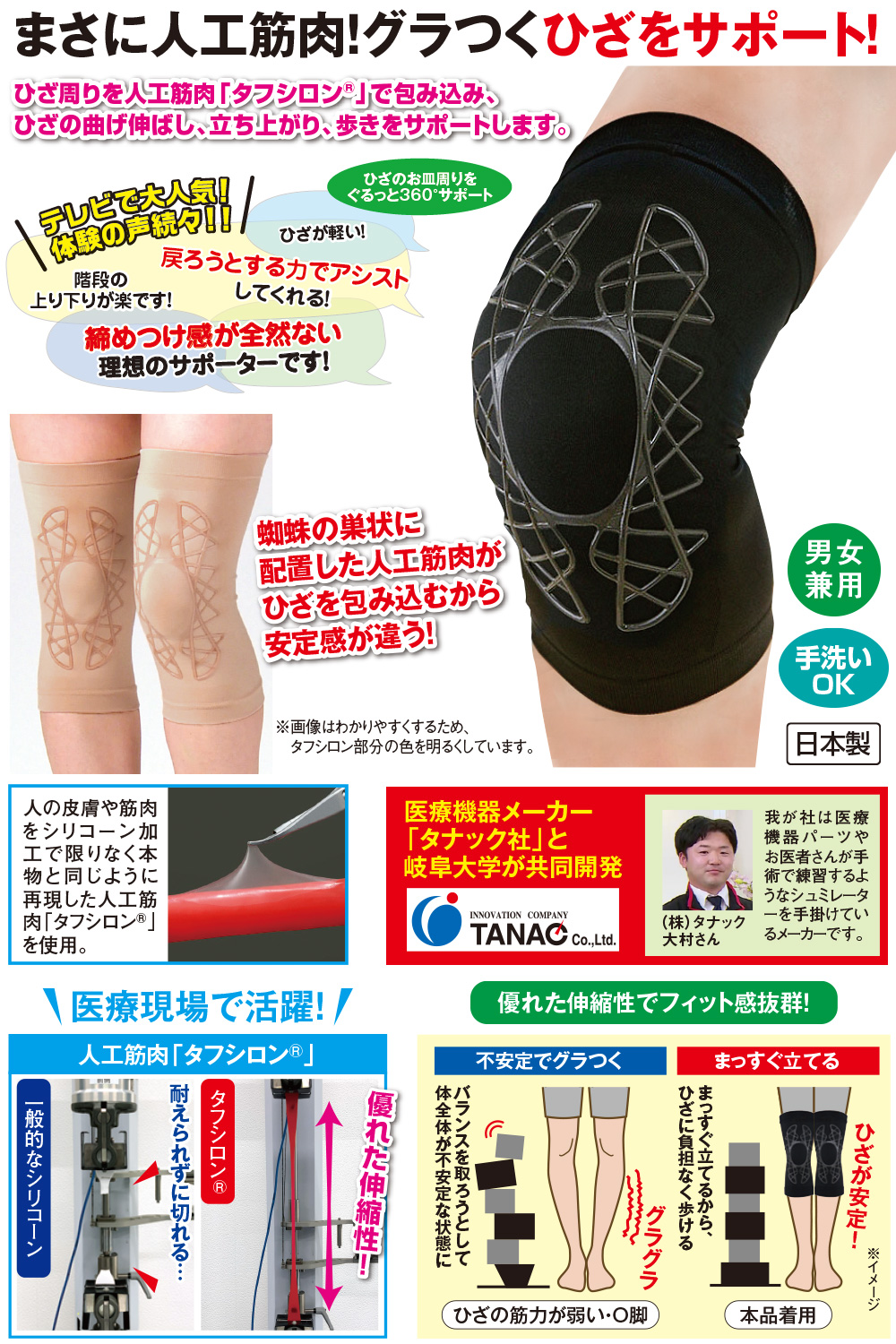 タフシロン 人工筋肉膝サポーター 人工筋肉サポーター 膝