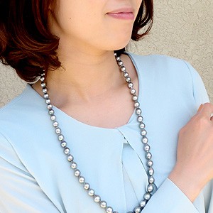 Red string 黒蝶 真珠 8.0〜11.0mm パール ロング ネックレス 70cm