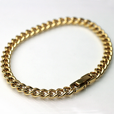 Red string 喜平 ブレスレット チタン ゴールド チェーン 20cm 幅7.0mm