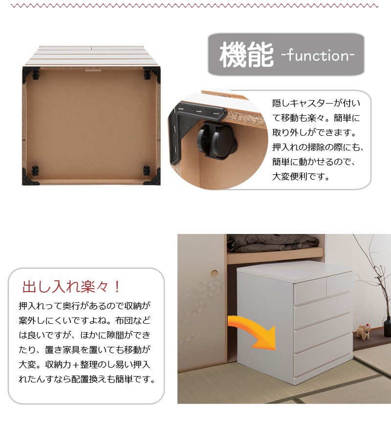 押入れたんす 幅75cm 奥行65cm 4段 ホワイト 箪笥 タンス 押入 収納