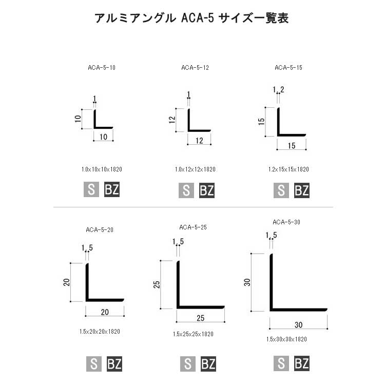 オンラインショップ e-金物 - ACA-5 アルミアングル（アルミアングル）｜Yahoo!ショッピング