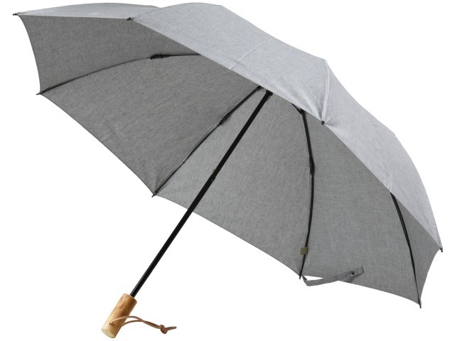 傘 メンズ 折りたたみ傘 日傘 晴雨兼用傘 ワカオ 綿100% シャンブレー グレー 親骨55cm ８本骨 手開き wakao
