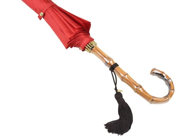 傘 レディース 16本骨 長傘 前原光榮商店 カーボン 無地 寒竹手元 雨傘 TRAD-16-Carbon レッド