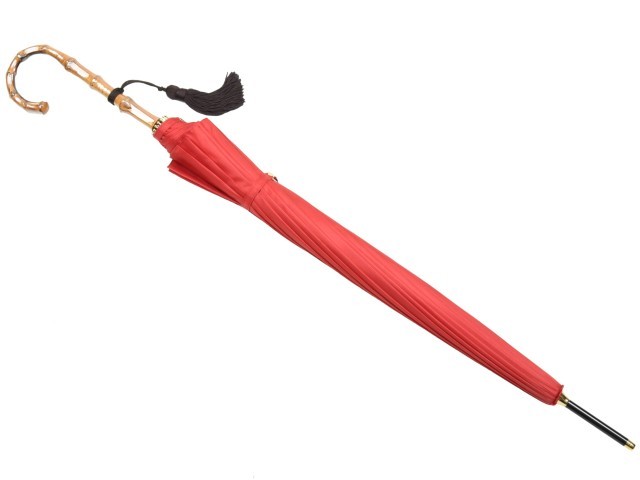 傘 レディース 16本骨 長傘 前原光榮商店 カーボン 無地 寒竹手元 雨傘 TRAD-16-Carbon レッド