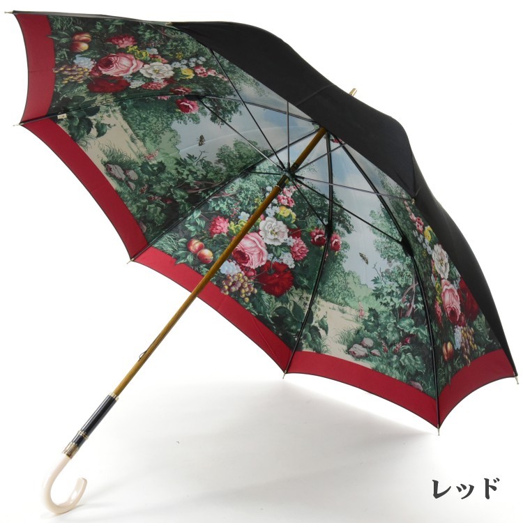 WAKAO 傘 レディース カーボン骨 長傘 裏花柄 8本骨 雨傘 マイ