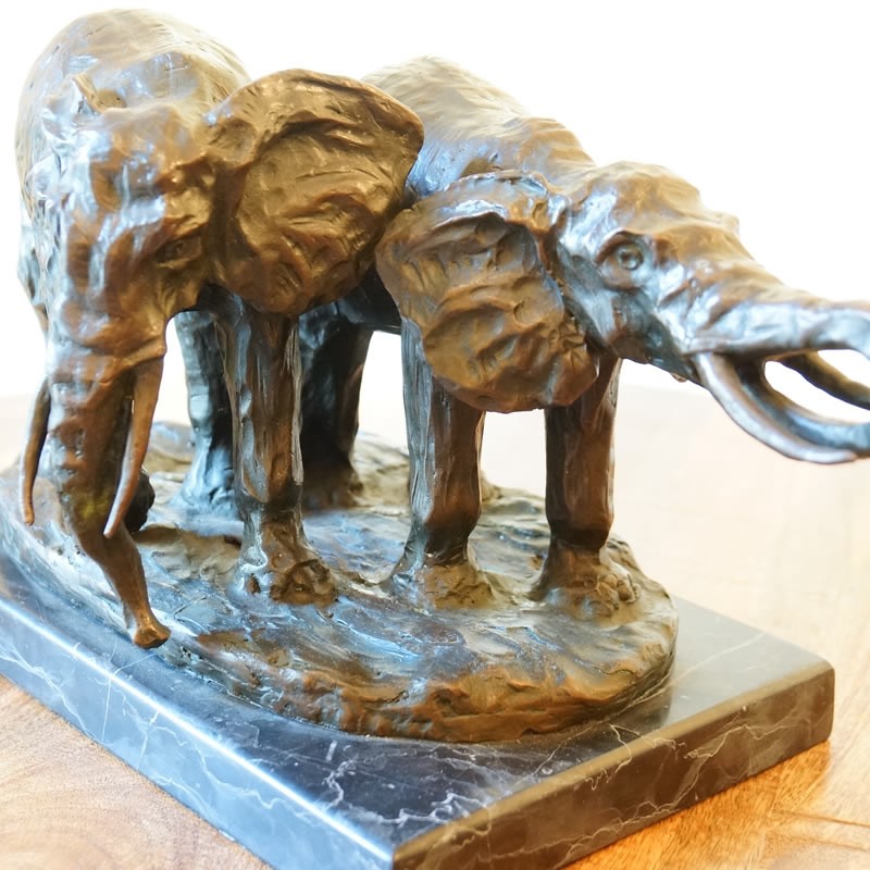 THEODORE ALEXANDER USA 2頭の象 ブロンズ像 送料無料 : 輸入家具