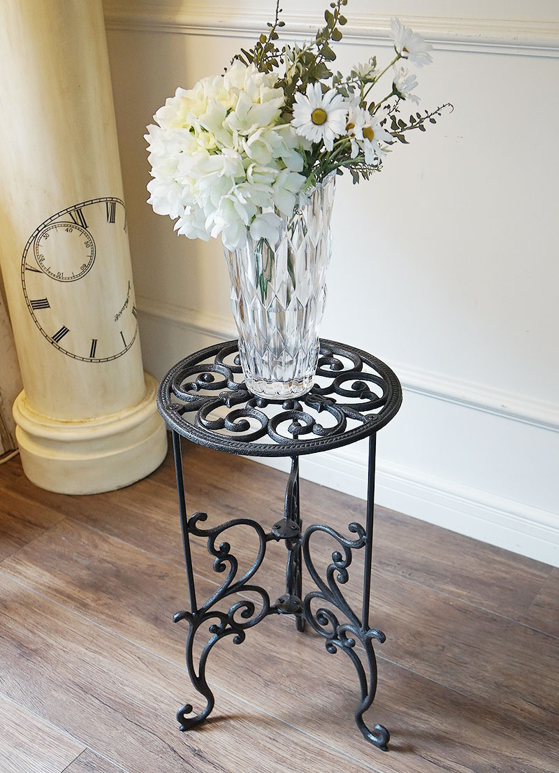 プランタースタンド花台 アイアン ブラック 鋳物製 組立式 送料無料