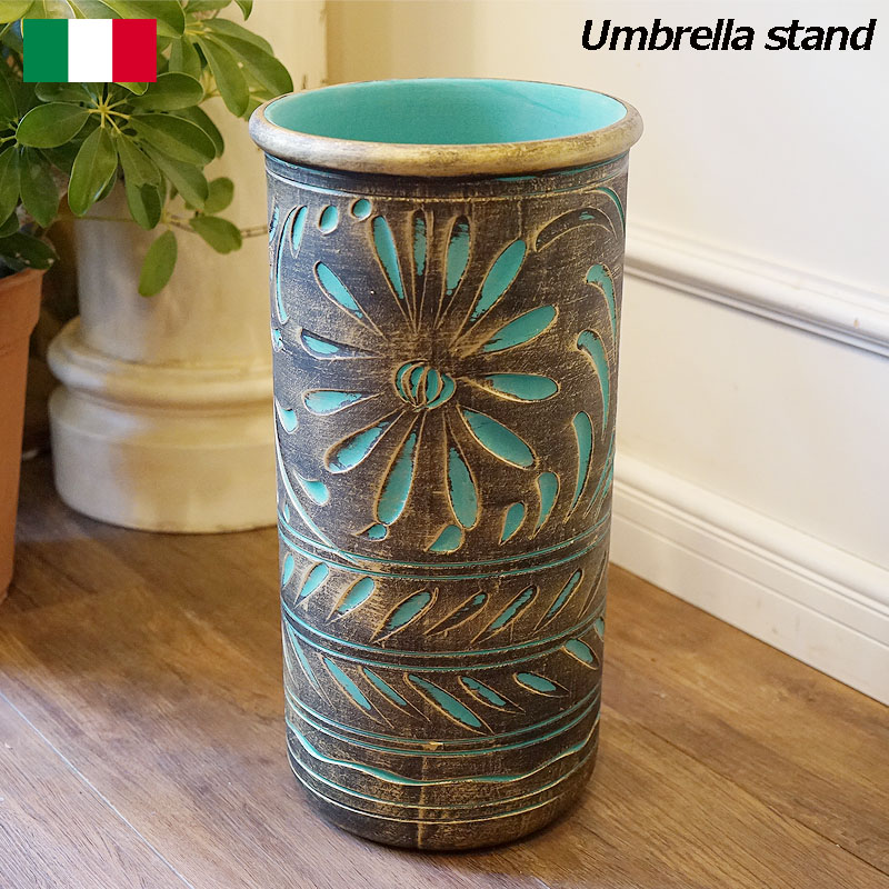green（グリーン） 傘立て 陶器 イタリア ゴールド 手彩色 傘立て