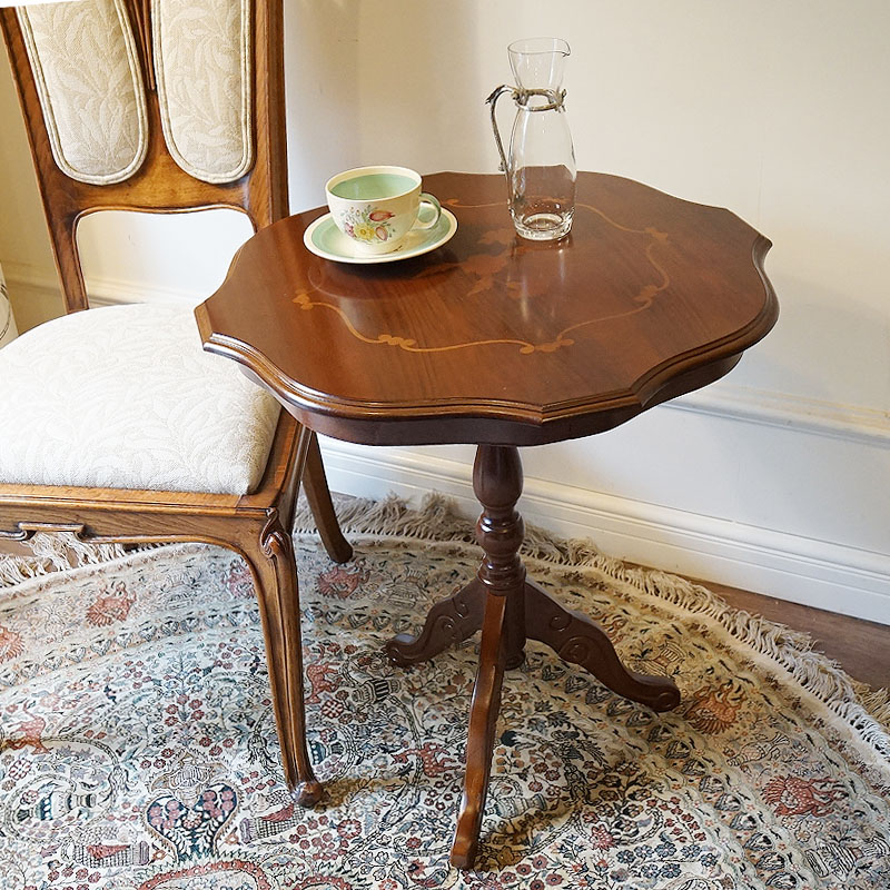 イタリア家具 コーヒーテーブル ブラウン 木製 象嵌半艶仕上げ 組立