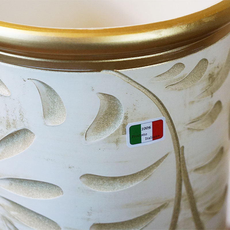 傘立て 陶器 イタリア 白 ホワイト ゴールド 手彩色 インテリア 雑貨