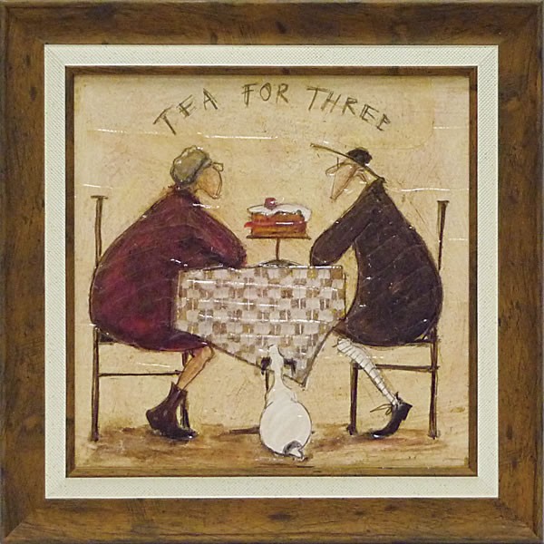 サムトフト 額絵「3人でお茶」ST-06504 Gel加工 Sam Toft 絵画