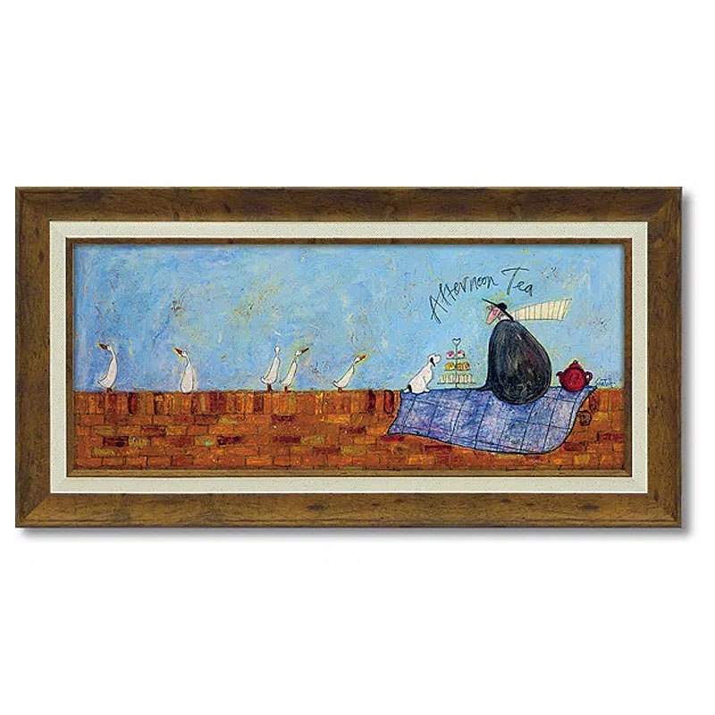 【アート版画】インテリア　壁掛け　イギリス人画家　CARLENT EDWRDS インテリア 絵画 サムトフト 「 アフタヌーン ティー 」 63.5 × 32.5cm