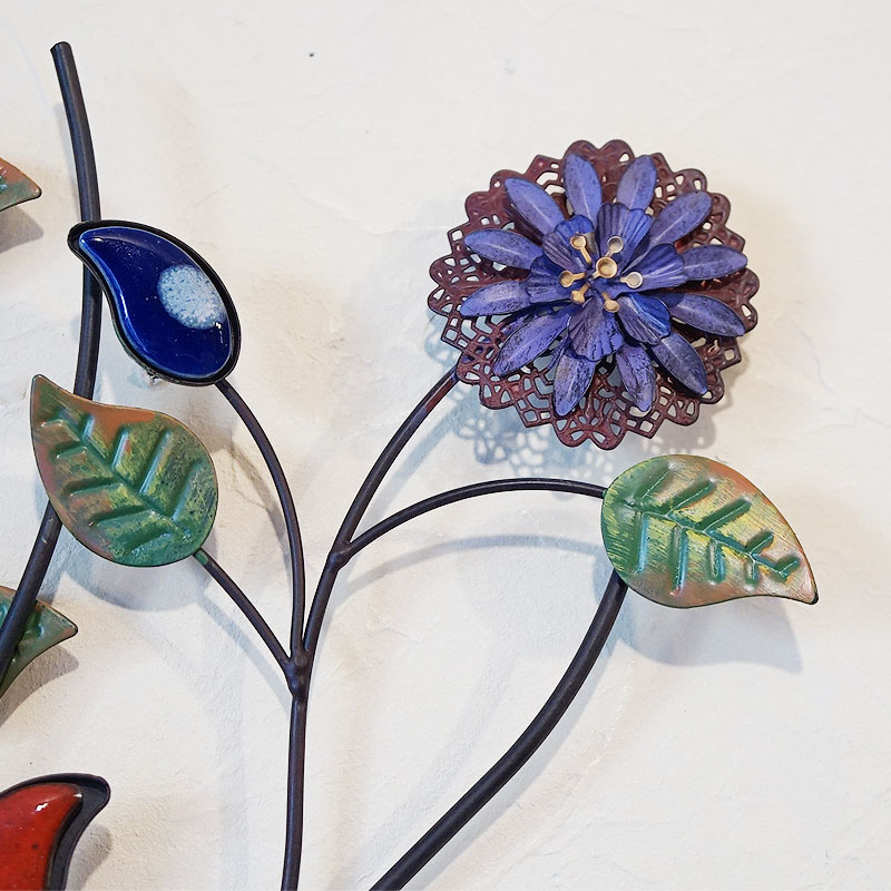 壁飾り アイアン 陶器 壁掛け インテリア雑貨 花 ウォールデコ