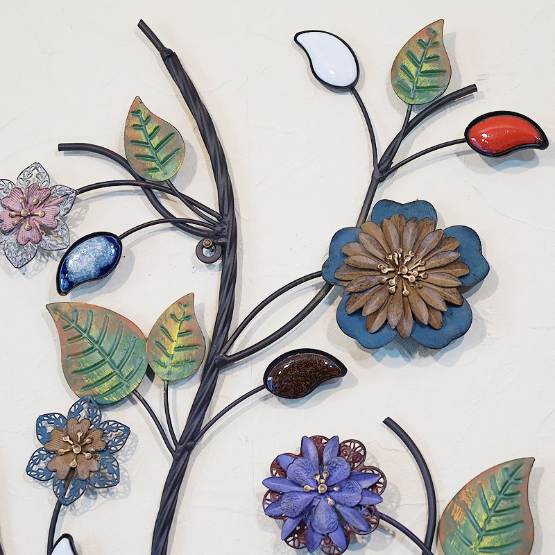 壁飾り アイアン 陶器 壁掛け インテリア雑貨 花 ウォールデコ