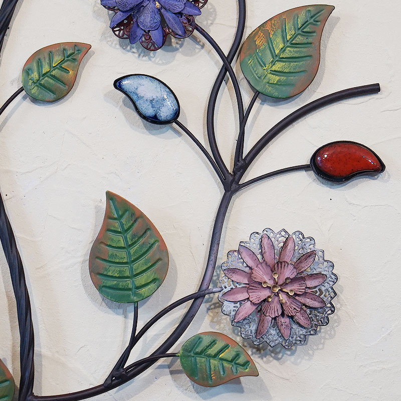 壁飾り アイアン 陶器 壁掛け インテリア雑貨 花 ウォールデコ