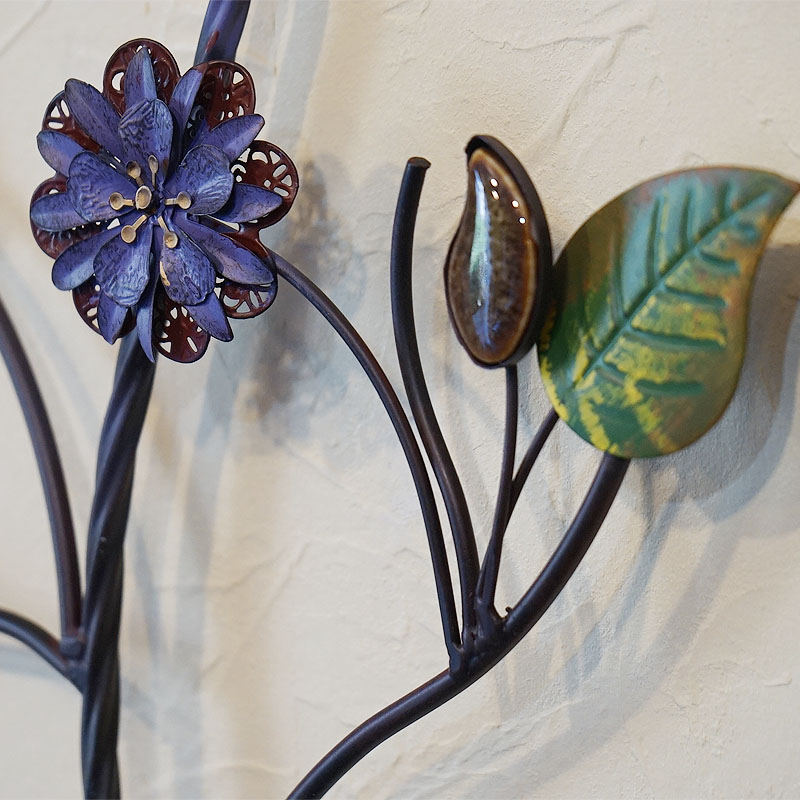 壁飾り アイアン 陶器 壁掛け インテリア雑貨 花 ウォールデコ
