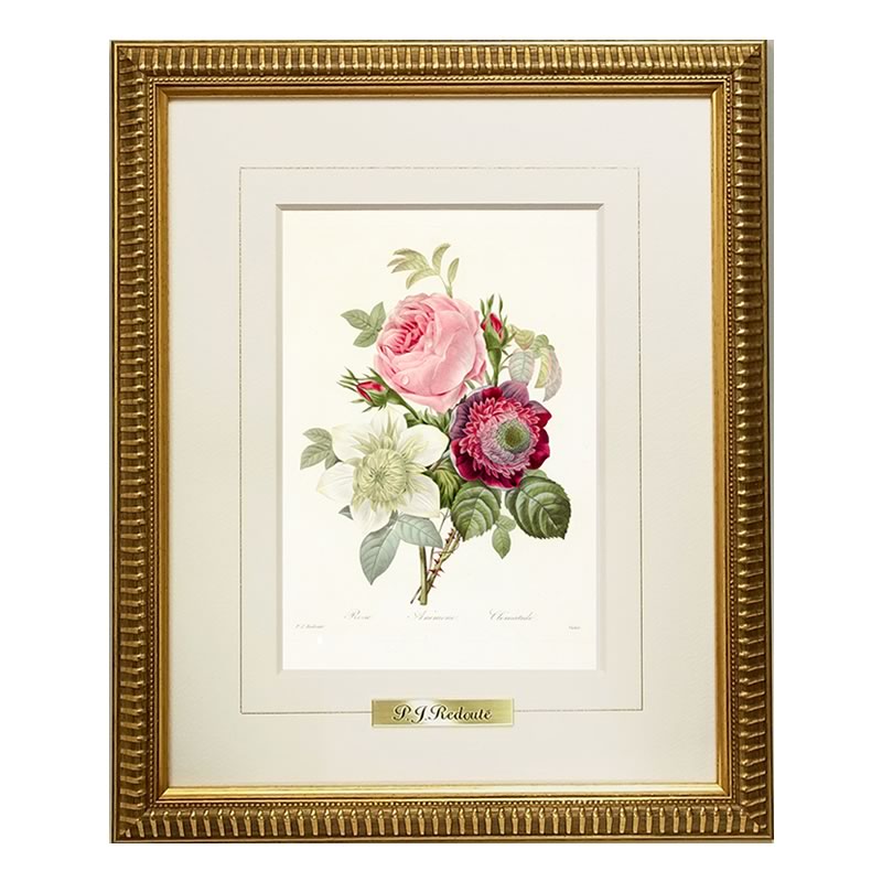 絵画　『Rose』 イラスト　インテリア 絵画 インテリア ルドゥーテ ローズ 絵額 複製画 『 美花選 バラ