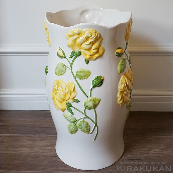 Amazon｜傘立て 陶器 ポルトガル製 花柄 ブルー ホワイトスリム