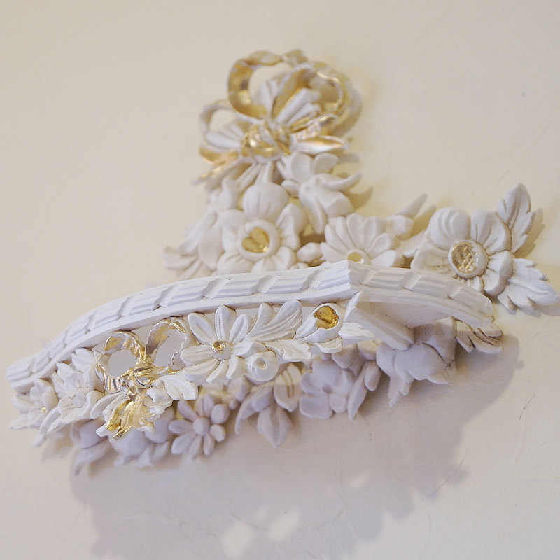 イタリア製　引き出し付壁掛けコンソール イタリア製 壁掛け 壁飾り レリーフ コンソール付 棚付 フラワー