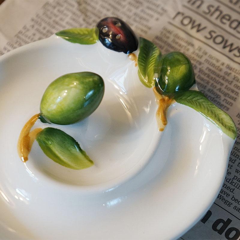 オリーブ柄 スパイラルプレートS 皿 オリーブ入れ イタリア製 陶器製