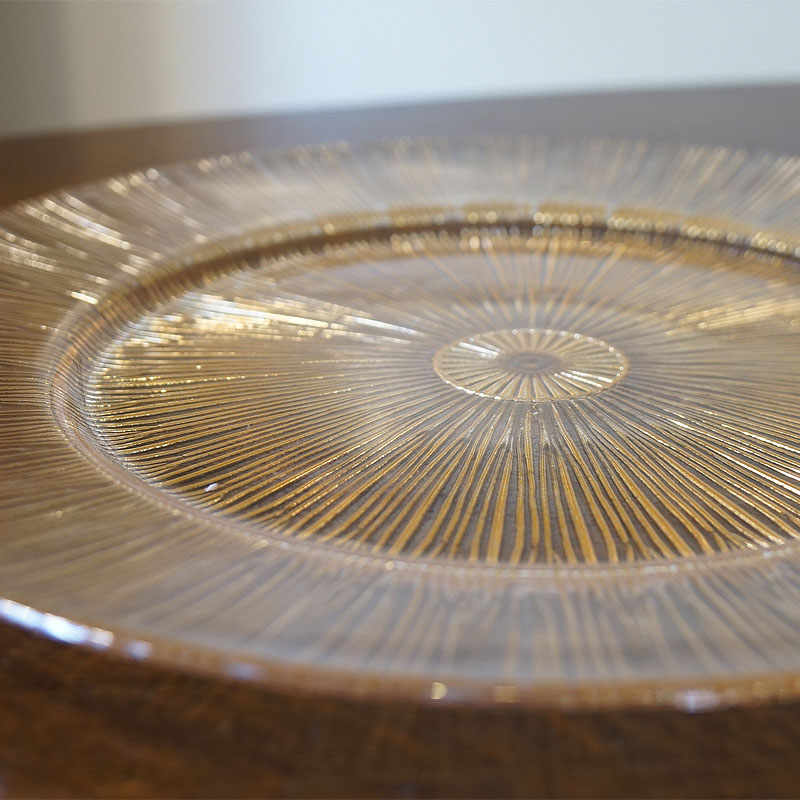 生活雑貨 ガラスチャージャー ゴールドプレート 丸皿 ガラス皿 大皿