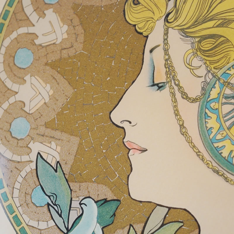 ヴィンテージ アルフォンス ミュシャ画 羽根ペン シルクスクリーン 244 300 ポスター Alfons Mucha 送料無料 ビンテージ 絵画 輸入家具 雑貨の専門店 E木楽館 通販 Yahoo ショッピング