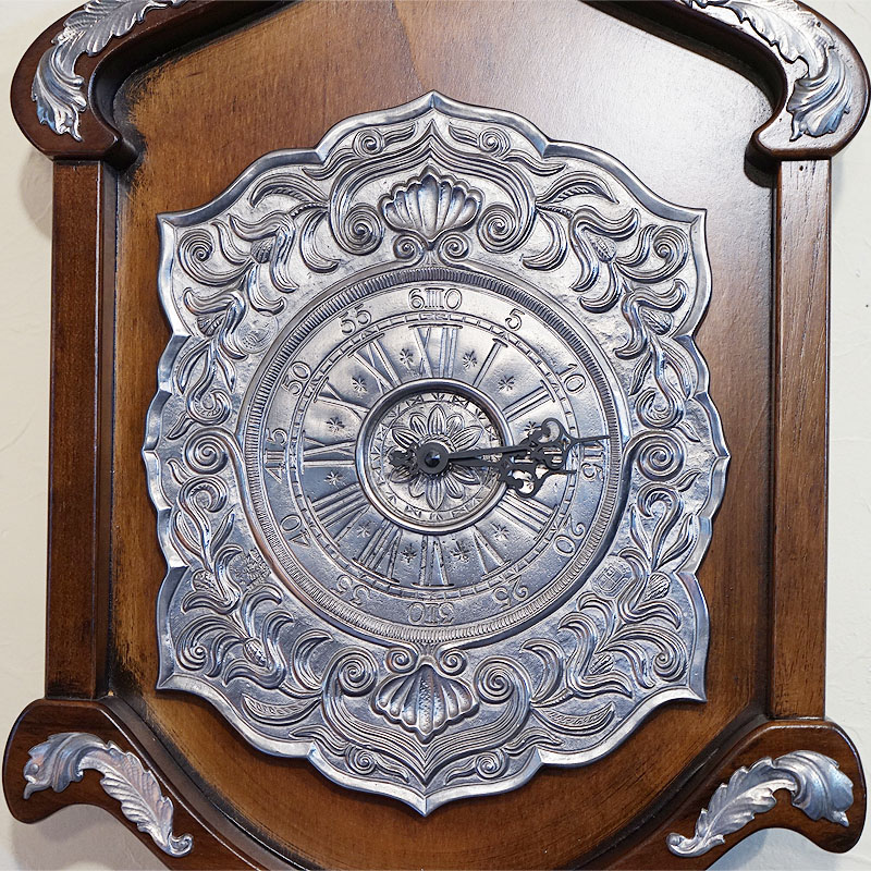 【良品】アンティーク時計 イタリア製 振り子時計 イタリア製 アンティーク 掛け時計 木製 振り子付 クオーツ すず製