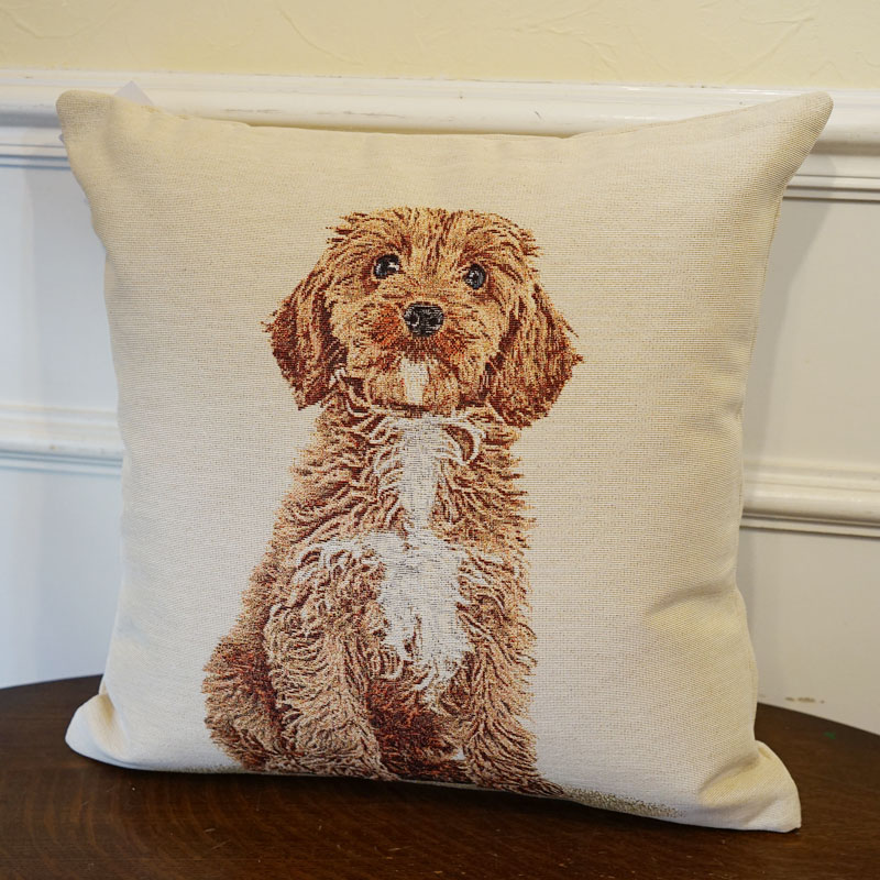 クッションカバー 45×45cm おしゃれ 犬 ドッグ プードル ゴブラン織り