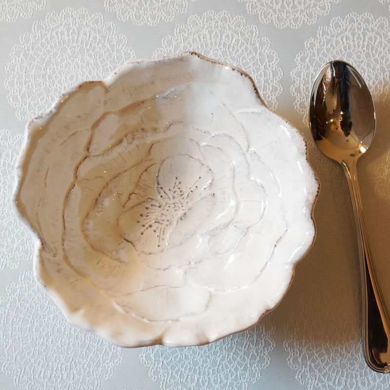 ヴィルジニアカーサ Virginia casa ROMANTICA ローズ ボウル ホワイト 16cm イタリア製 食器 陶器  :1220030:輸入家具・雑貨の専門店 e木楽館 通販 