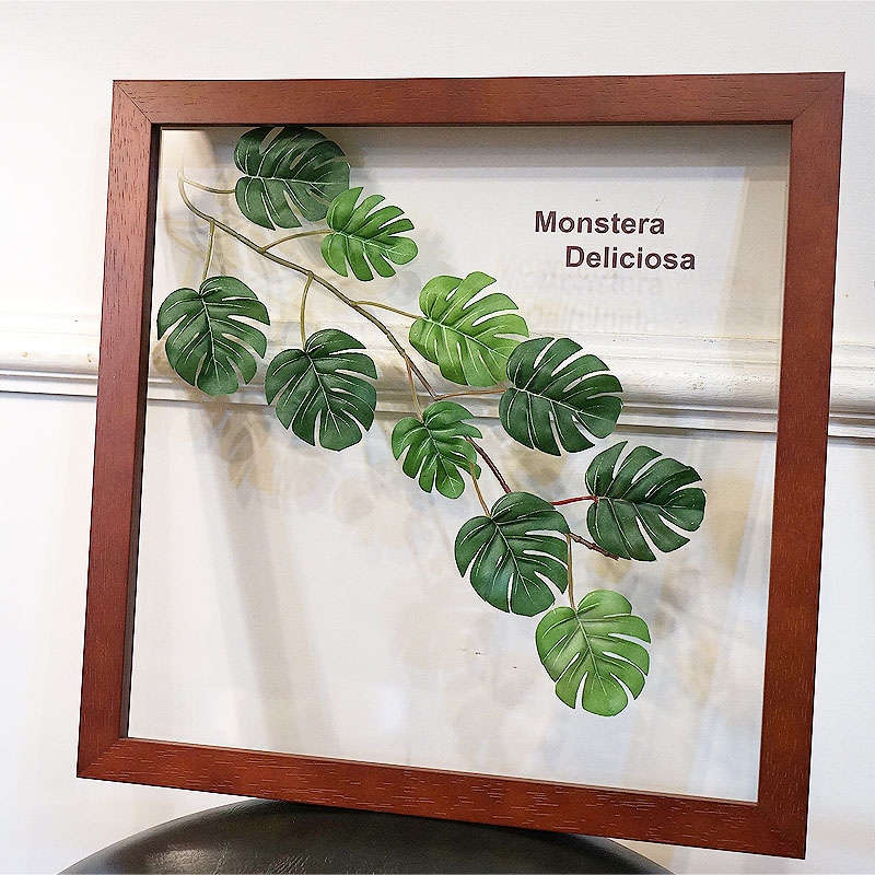 リーフパネル モンステラ3 額 MONSUTERA ブラウン フェイクグリーン