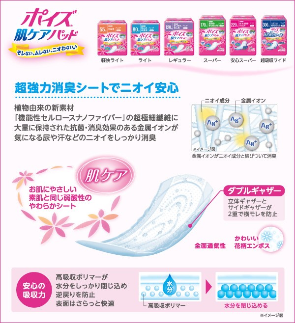 日本製紙クレシア ポイズ 肌ケアパッド 多い時も安心用