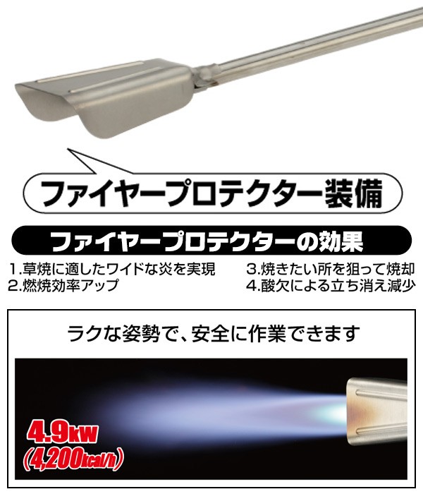 草焼バーナーCB ちょろ焼くん KB-110 Kusayaki ガーデニング ワイド炎 優れた耐風性能 電子着火 安全 火起こし 芝焼き