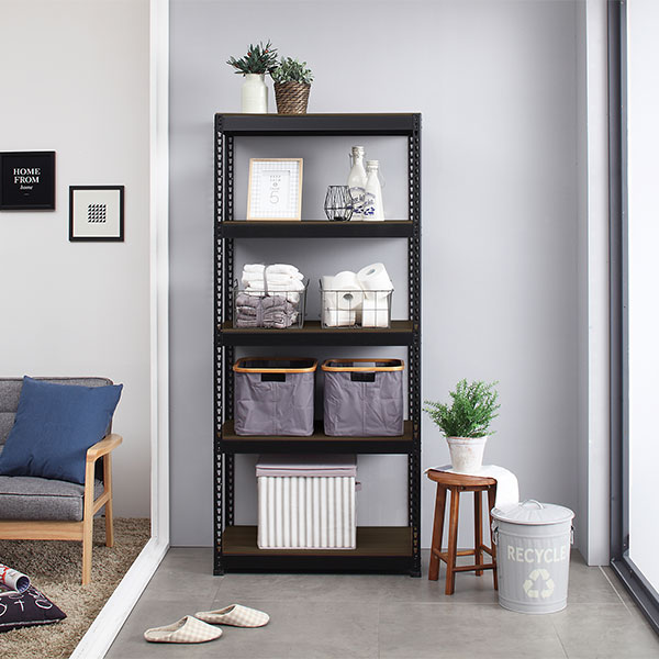 メタル&ウッドラック スチールラック 幅81 奥行41 棚5段 MK-885N