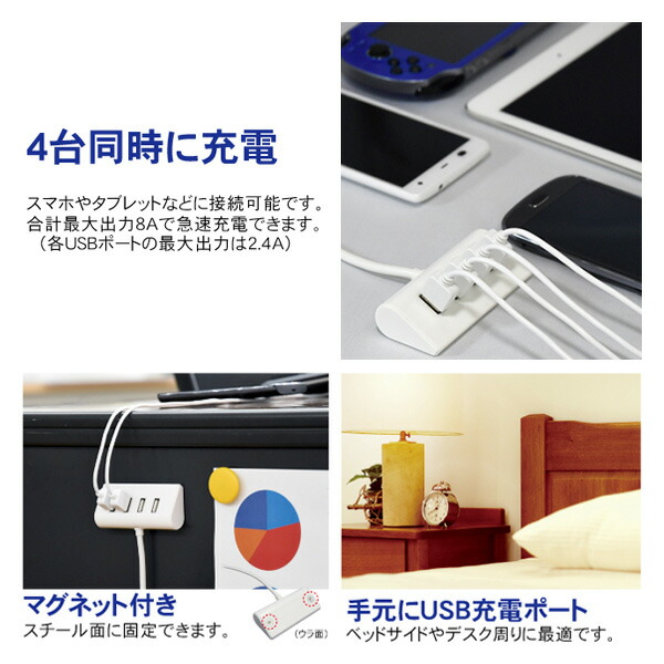 TOPLAND（トップランド） USB電源延長ポート 合計出力8A仕様 TPUSIC8A