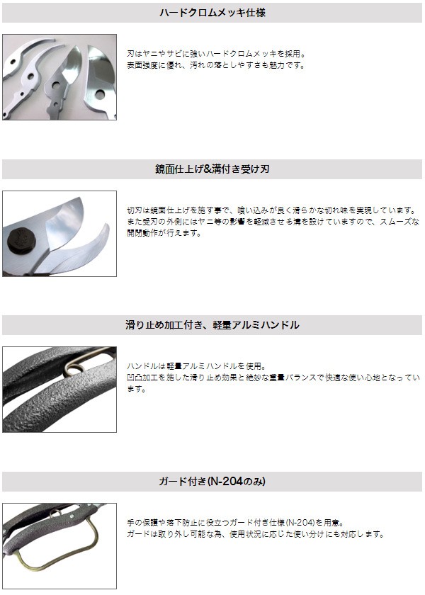 プロ200剪定鋏200 ガード付 N-204 ニシガキ工業 剪定鋏 推奨 N-204