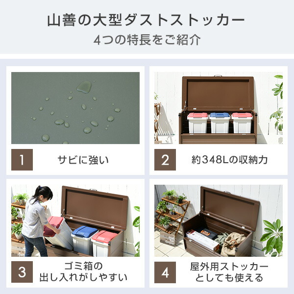 大人女性の ゴミ箱 屋外 カラス除け ゴミ荒らし防止ごみふた付き 組立式 210L