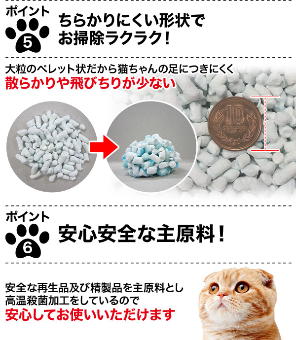 常陸化工 紙製猫砂 ファインブルー せっけんの香り 7L×6袋 猫砂 ネコ砂 