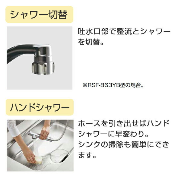 キッチン用 ハンドシャワー付浄水器内蔵シングルレバー混合水栓 一般地 RJF-971Y イナックス INAX : 67048 : くらしのeショップ  - 通販 - Yahoo!ショッピング