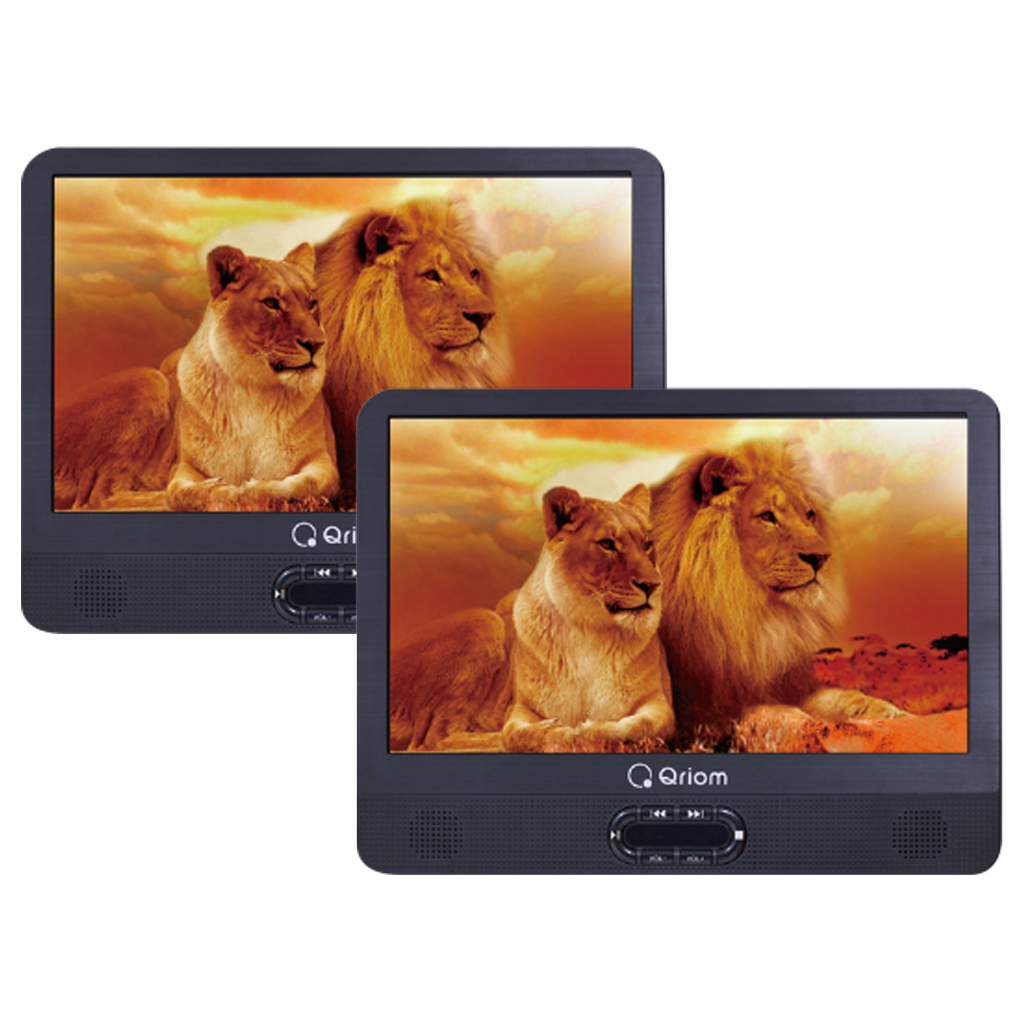 キュリオム ポータブルDVDプレーヤー ヘッドレストモニター ツインDVD